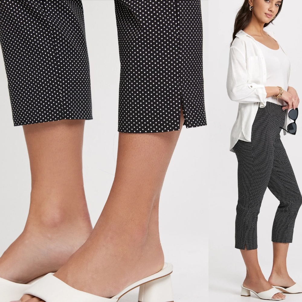 French Dressing Black White Micro Dot High Rise Capris
